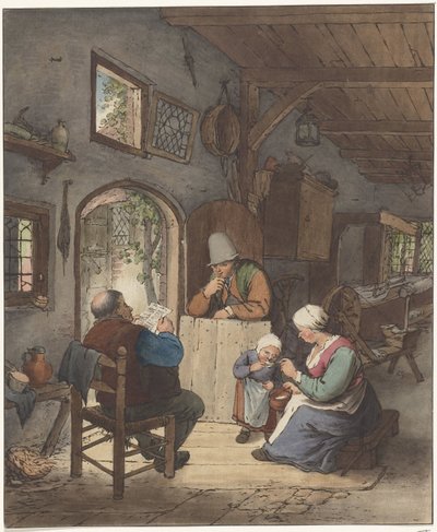 Lector de periódicos en interior de Cornelis Ploos van Amstel