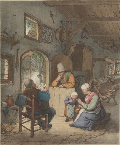 Lector de periódicos en interior de Cornelis Ploos van Amstel