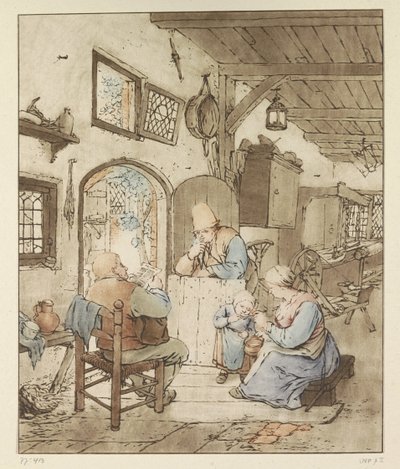 Lector de periódicos en el interior de Cornelis Ploos van Amstel