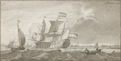 Buque de guerra en el IJ de Cornelis Ploos van Amstel