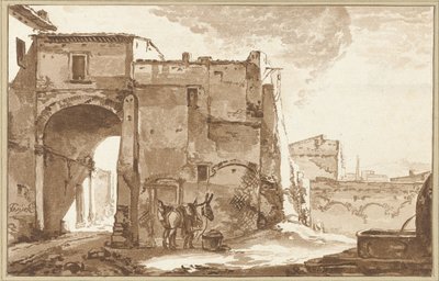 Puerta con viajero y mula de Cornelis Ploos van Amstel