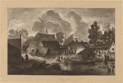 Pueblo con estanque de Cornelis Ploos van Amstel