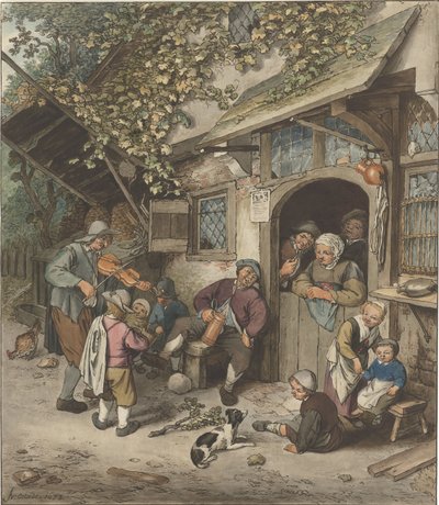 Violinista frente a una posada de Cornelis Ploos van Amstel