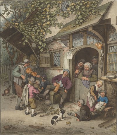Violinista frente a una posada de Cornelis Ploos van Amstel