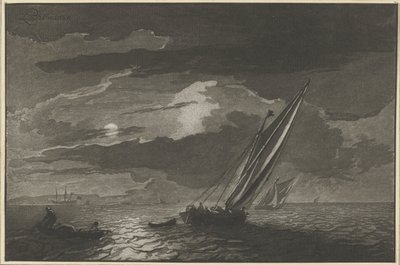 Marina con luna llena de Cornelis Ploos van Amstel