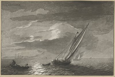 Marina con luna llena de Cornelis Ploos van Amstel