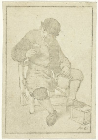 Granjero sentado con jarra de Cornelis Ploos van Amstel
