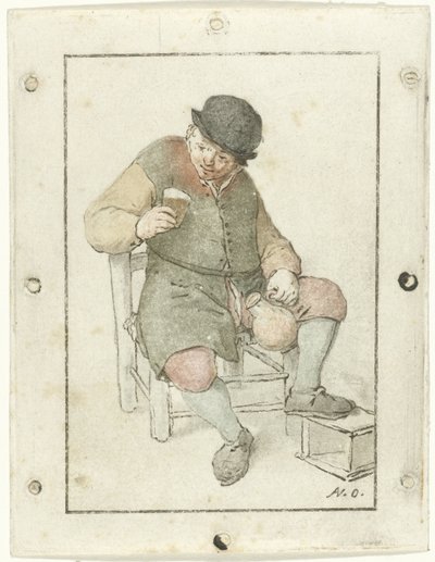 Granjero sentado con jarra de Cornelis Ploos van Amstel