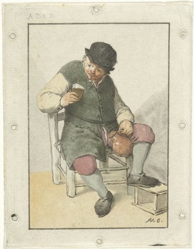 Granjero sentado con jarra de Cornelis Ploos van Amstel