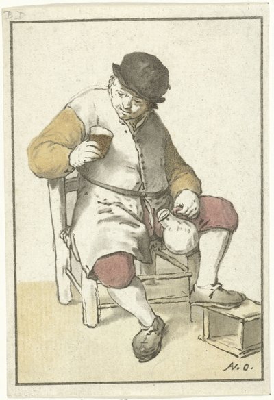 Granjero sentado con jarra de Cornelis Ploos van Amstel