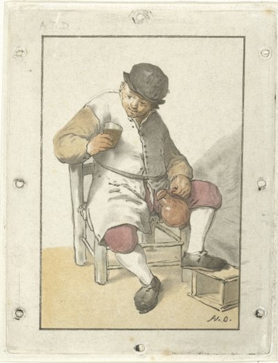 Agricultor sentado con jarra de Cornelis Ploos van Amstel