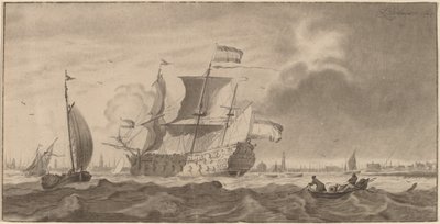 Buque de guerra en el Y de Cornelis Ploos van Amstel and Bernhard Schreuder, after Ludolf Backhuysen