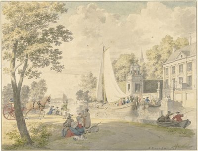 Escena terrestre de verano con embarcaciones de recreo de Cornelis Pronk
