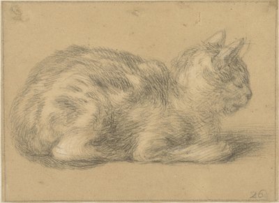 Gato sentado, a la derecha de Cornelis Saftleven (possibly)