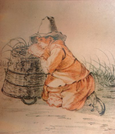 Un niño descansando sobre una canasta, siglo XVII, 1929 de Cornelis Saftleven