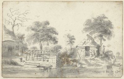 Granja frente al mar con granero de Cornelis Saftleven