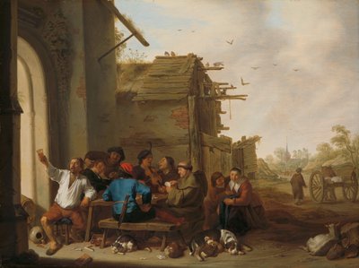 Figuras ante una posada de pueblo
Una compañía de gente del campo de Cornelis Saftleven