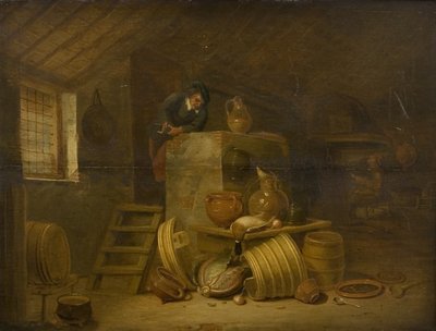 Interior de una cocina de Cornelis Saftleven