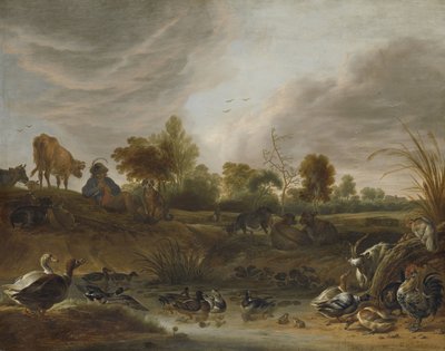 Paisaje con animales de Cornelis Saftleven