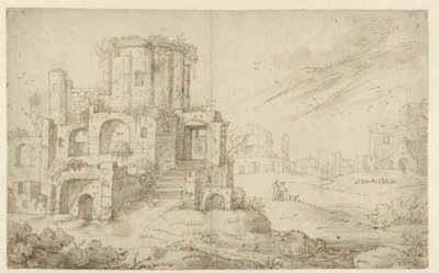 Paisaje con ruinas antiguas de Cornelis Saftleven