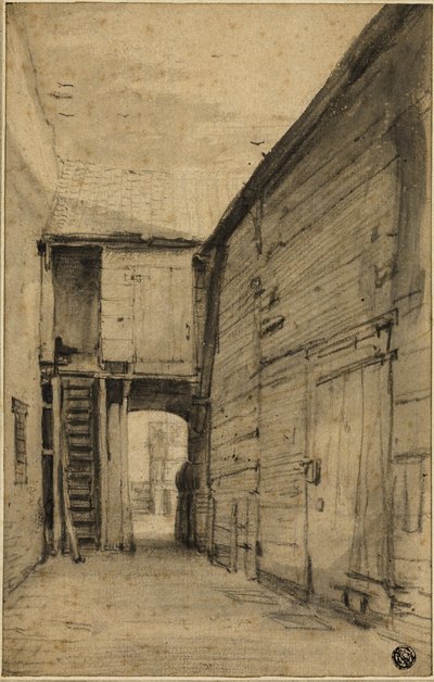 Patio de una casa antigua de Cornelis Saftleven