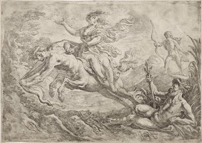 Nessus es alcanzado por el dardo envenenado de Hércules. de Cornelis Schut (I)