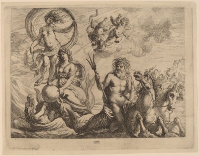 Neptuno con dos caballos en el mar de Cornelis Schut I