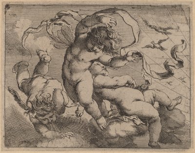 Tres putti voladores de Cornelis Schut I
