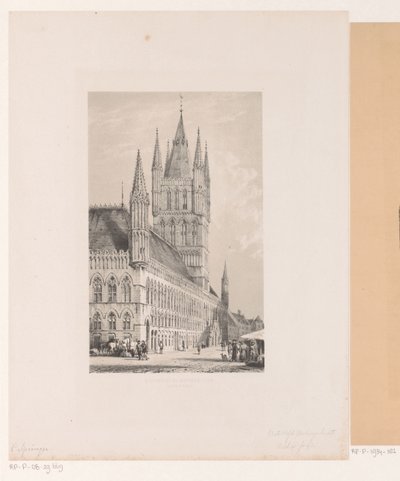 Lonja de los paños de Ypres Ayuntamiento del siglo XIII (Halte Yperen) (título sobre objeto) de Cornelis Springer