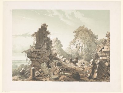 Ruina de Tjandi Lora Djongrang Ruinas de Tjandi-Lora Djongrang. Residencia Jocjakerta (título sobre objeto) de Cornelis Springer