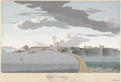Fort Galle en Ceilán, visto desde el lado terrestre Piento Gale of the Country Road (título sobre objeto) de Cornelis Steiger