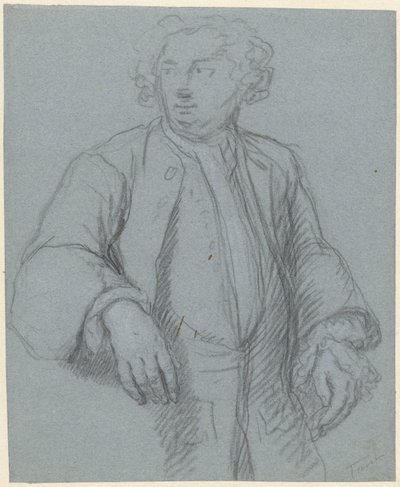 Retrato de hombre desconocido con abrigo largo, de tres cuartos mirando hacia la izquierda de Cornelis Troost (attributed to)