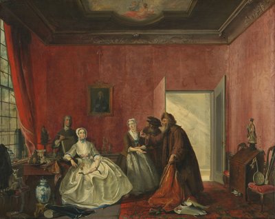 Johanna y los comerciantes judíos de Cornelis Troost (signed by artist)