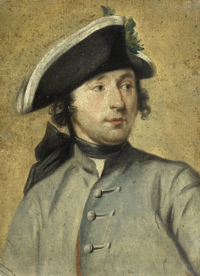Retrato de Ludolf Backhuysen II, pintor y dragón, nieto del pintor marino Ludolf Backhuysen I de Cornelis Troost