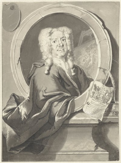 Retrato de Jacob Campo Weyerman en medallón de Cornelis Troost