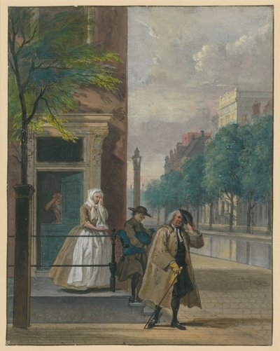 Escena de una comedia («La virtud hipócrita desenmascarada» de Lingelbach) de Cornelis Troost