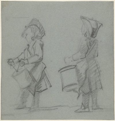 Dos estudios de un niño que toca el tambor de Cornelis Troost