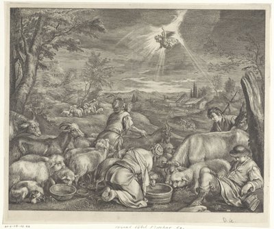 Abraham parte para Siquem / Anunciación a los pastores de Cornelis Visscher (II)