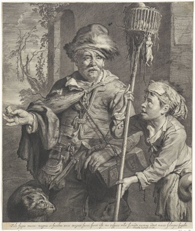 El flautista de Hamelín con su sirviente de Cornelis Visscher (II)