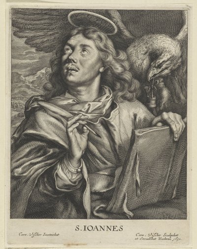 el evangelista juan S. IOANNES (título sobre objeto) Vier Evangelisten (título de la serie) de Cornelis Visscher (II)