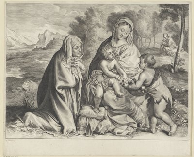 Paisaje con la Sagrada Familia, Juan Bautista e Isabel de Cornelis Visscher (II)