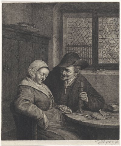 pareja de ancianos El Scholletje Salado de Cornelis Visscher (II)