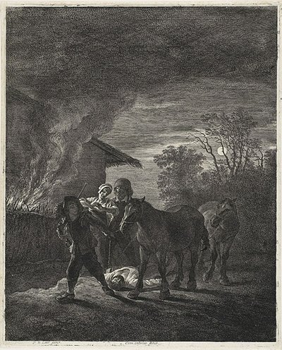 Una escena a la luz de la luna de Cornelis Visscher