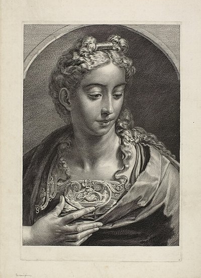 Athena, de Cabinet Reynst; Variarum imaginum a celeberrimis artificibus pictarum Caelaturae (Gabinete Reynst: Grabados de diversas imágenes pintadas por artistas famosos) de Cornelis Visscher