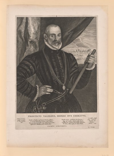 Francisco Valdés, comandante español, de Quatuor Personae de Cornelis Visscher