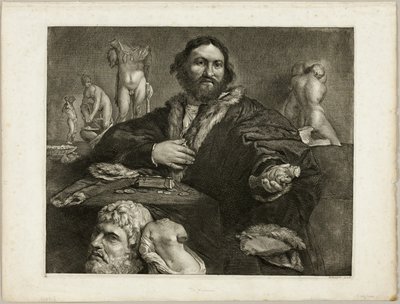 Retrato de Andrea Odoni, del Gabinete Reynst; Variarum imaginum a celeberrimis artificibus pictarum Caelaturae de Cornelis Visscher