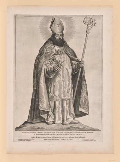 San Federico de Utrecht, de Santos de los Países Bajos del Norte y del Sur de Cornelis Visscher