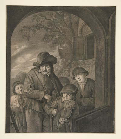 Sin título (Músicos en la puerta de una posada) de Cornelis Visscher