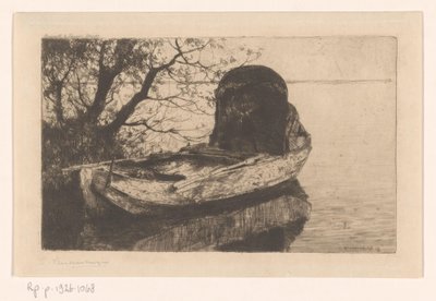 Barco de remos amarrado con toldo de Cornelis Vreedenburgh (signed by artist)