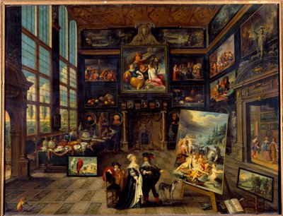 Vista interior de una galería de pinturas y obras de arte de Cornelis de I Baellieur